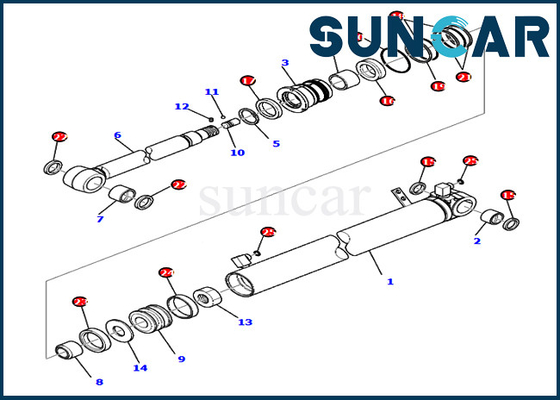 আর্ম সার্ভিস কিট পার্টস 707-98-28910 7079828910 PC80MR-3 PC80MR-5 Komatsu এর জন্য সিলিন্ডার সিল কিট