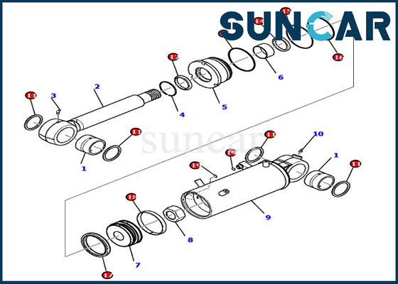 PC80MR-3 Komatsu 707-98-42710 7079842710 ব্লেড রিপ্লেসমেন্ট সিল কিট হাইড্রোলিক সিলিন্ডার