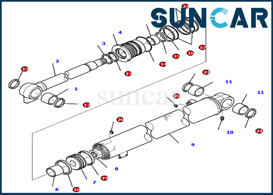 বুম সীল কিট 707-98-36730 7079836730 সিলিন্ডার মেরামত কিটগুলি খননকারী কোমাটসু PC80MR-3 PC80MR-5 এর জন্য ফিট করে