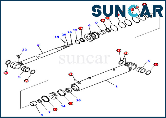707-98-41380 7079841380 বুম সুইং সিলিন্ডার সিল কিট Komatsu PC88MR-10 PW98MR-10 মডেলের জন্য ফিট করে