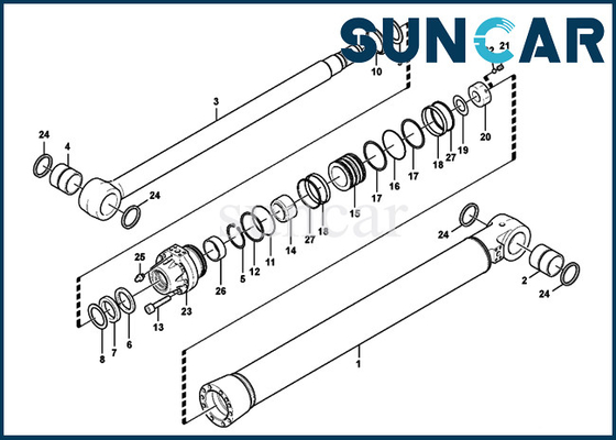EC700B ভলভো VOE14618213 VOE 14618213 ডিপার আর্ম সিলিন্ডার সিল কিট প্রতিস্থাপন পরিষেবা কিট