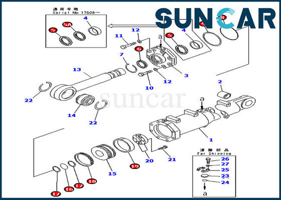 D375A-3 কোমাটসু যন্ত্রাংশ 707-98-74410 টিল্ট সিলিং কিট হাইড্রোলিক সিলিন্ডার পরিষেবা কিট