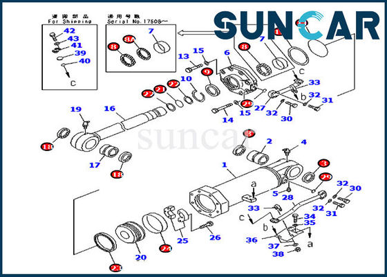 D375A-3 D375A-3A কোমাটসুর জন্য তেল প্রতিরোধ 707-98-74400 লিফ্ট সিলিন্ডার মেরামত সিল কিট