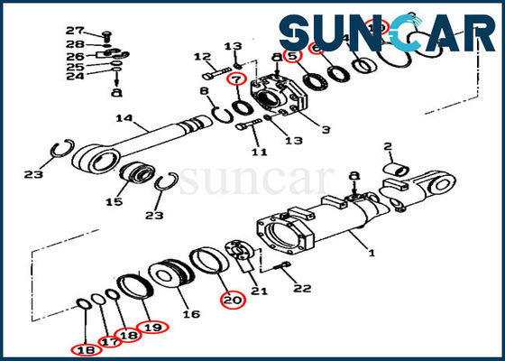 ডি 375 এ-3 ডি ডোজার 707-99-74420 ব্লেড টিল্ট সিলিন্ডার রিপ্লেসমেন্ট কিটস কোমাটসু সার্ভিস কিট