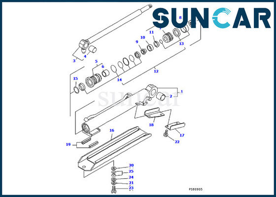 YM172186-72190 বুম সিলিন্ডার সিল কিট কোমাতসু PC09FR-1 খননকারী জলবাহী সিলিন্ডার সীল মেরামতের