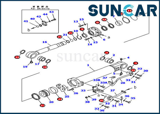 D375A-5 কোমাটসু 707-99-74020 7079974020 রিপার টিল্ট হাইড্রোলিক সিলিন্ডার সিল মেরামত কিট