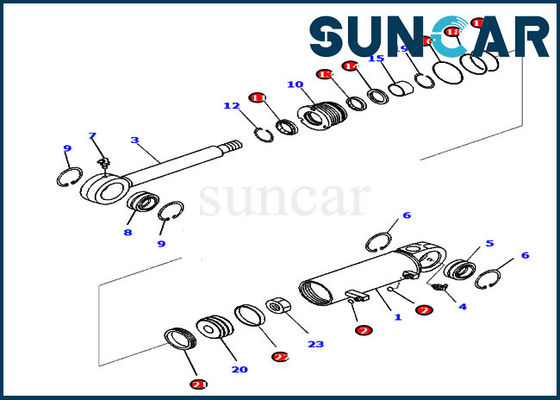 D31EX-22 কোমাটসু পার্টস 707-99-24650 বুলডোজার সার্ভিস কিট টিল্ট সিলিন্ডার সিলিং কিট