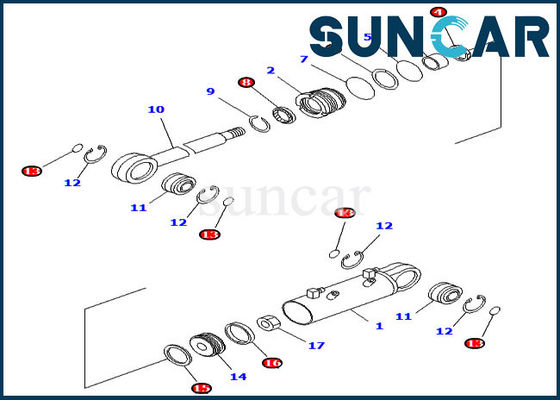 707-98-34590 বুলডোজার সিল কিটস ব্লেড টিল্ট সিলিন্ডার মেরামত কিট কোমাতসু অভ্যন্তরীণ অংশগুলির জন্য