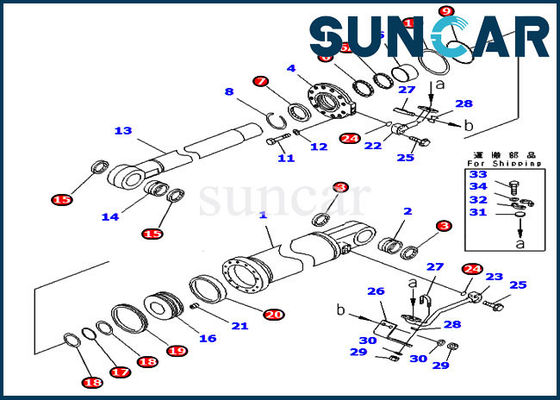 D475A-5E0 টিল্ট সিলিন্ডার সিল মেরামত কিট 707-99-77620 কোমাটসু হাইড্রোলিক রিপ্লেসমেন্ট কিট