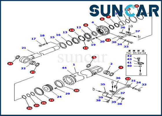 ISO9001 131-62-05080 লিফ্ট সিলিন্ডার সিল মেরামত কিট D50A-16 ডোজার কোমাটসু প্রতিস্থাপন কিটস