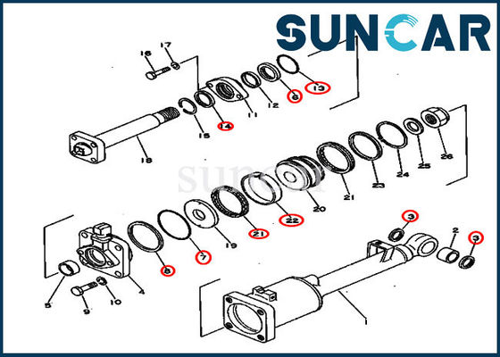 কোমাতসু D50A-16 D50P-16 জন্য হাইড্রোলিক সিল কিট 131-63-05050 টিল্ট সিলিন্ডার মেরামত কিট