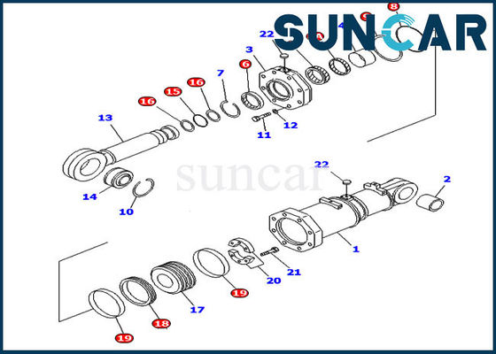D575A-2 D575A-3 ডুয়াল টিল্ট সিলিন্ডার সিল কিট 707-98-95430 ডোজার কোমাটসু সার্ভিস কিট