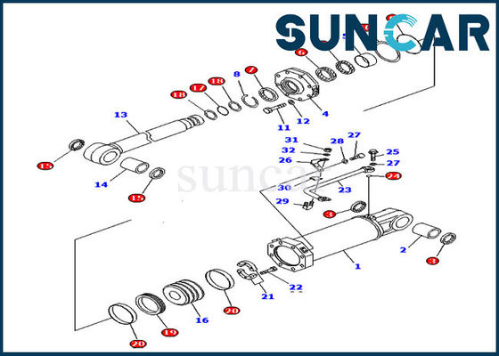 D575A-2 কোমাটসু যন্ত্রাংশ 707-98-84450 রিপার টিল্ট সিলিন্ডার মেরামত কিট হাইড্রোলিক অয়েল সিল কিট