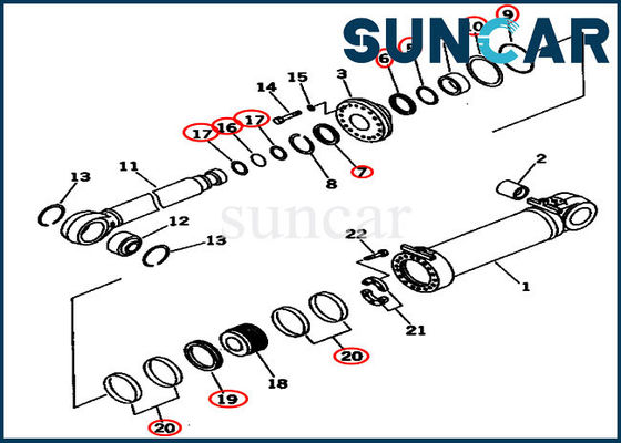 ডুয়াল টিল্ট সিলিন্ডার সিলিং কিট 707-99-96201 ই এম ডোজার কোমাতসু হাইড্রোলিক অয়েল সিল কিট