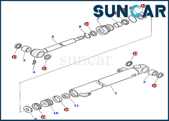 878000389 তেল সিলিং গসকেট কোমাতসু খননকারীর PC10-7 বালতি সিলিন্ডার অভ্যন্তরীণ মেরামত সিল কিট