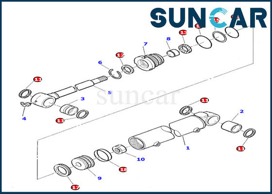 878000392 বুম সুইং সিলিন্ডার পরিষেবা কিট Komatsu PC10-7 PC20-7 প্রতিস্থাপন গ্যাসকেট সীল কিট