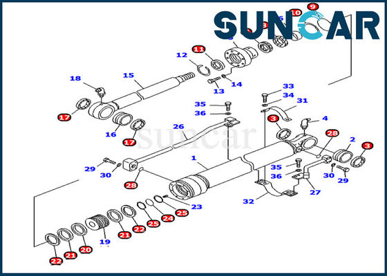 707-99-69620 জলবাহী মেরামত সিল কিটস কোমাটসু PC1000-1 আর্ম সিলিন্ডার সীল কিট অভ্যন্তরীণ অংশ