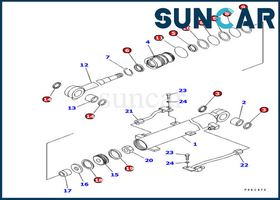 কোমাতসু PC03-2 বুম সিলিন্ডার সিল কিট 707-98-03450 মেরামত কিট মডেল অভ্যন্তরীণ প্রতিস্থাপন যন্ত্রাংশ
