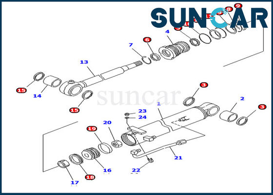 হাইড্রোলিক সিল কিট 707-98-13880 কোমাতসু PC10UU-3 খননকারীর জন্য বুম সিলিন্ডার পরিষেবা কিট