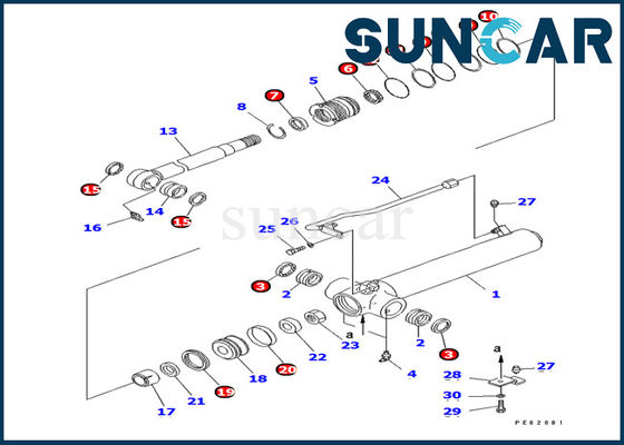 707-98-14460 কোমাতসু PC12UU-2 খনক তেল সীল পরিষেবা কিট জন্য আর্ম সিলিন্ডার সীল কিট