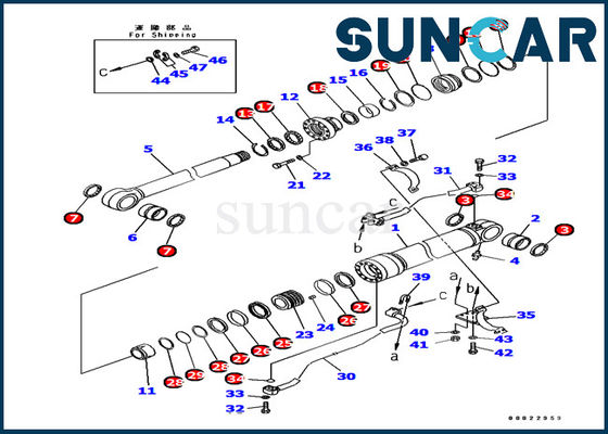 PC380 PC400 আর্ম সিলিন্ডার সিল কিট 707-99-67090 খননকারী কোমাতসু যন্ত্রপাতি পরিষেবা কিটস