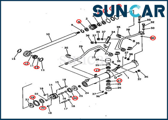 D60A-8 কোমাটসু সিল কিটস 707-98-36450 হাইড্রোলিক ব্লেড লিফ্ট সিলিন্ডার মেরামত কিট 7079836450