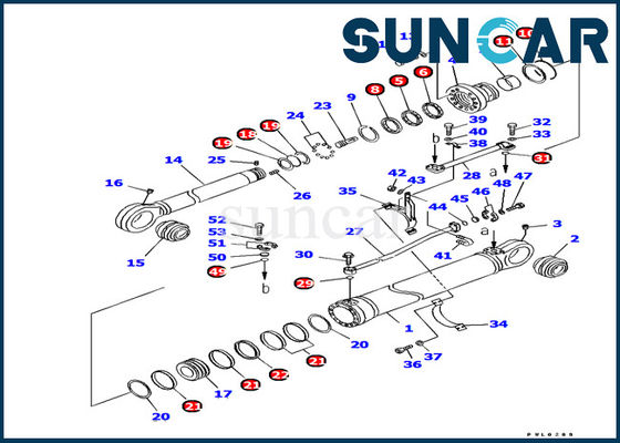 PC1250-7 কোমাতসু খননকারী তেল প্রতিরোধের সিল কিট 707-99-69670 হাইড্রোলিক সিলিন্ডার আর্ম সার্ভিস কিট