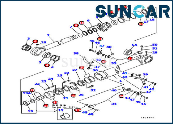 প্রতিরোধের পরুন 707-99-77230 কোমাটসু PC1000-1 বালতি সিলিন্ডার সিলিং কিট খননকারীর অভ্যন্তরীণ অংশগুলি
