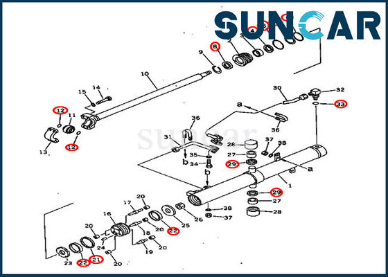 জলবাহী সিল 707-98-36440 ফলক লিফট কোমাটসু সিল কিটস ডি 60 পি -11 ডি 60 পি -8 সিলিন্ডার পরিষেবা কিট