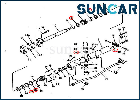 707-98-28600 7079828600 লিফ্ট সিলিন্ডার সিল মেরামত কিট কোমাটসু ক্রলার ডোজার D60P-12 D65E-12