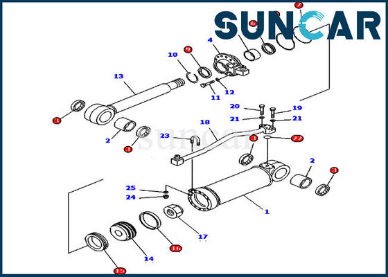 ISO9001 সেলাস 707-98-52130 রিপার সিলিন্ডার সিলিং কিট D61E-12 কোমাটসু বুলডোজার পার্টস