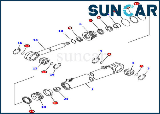 707-99-35170 অ্যাঙ্গেল সিলিন্ডার পরিষেবা কিট হাইড্রোলিক অয়েল সিল কিট D61EX-12 কোমাটসু ক্রলার ডজারের জন্য