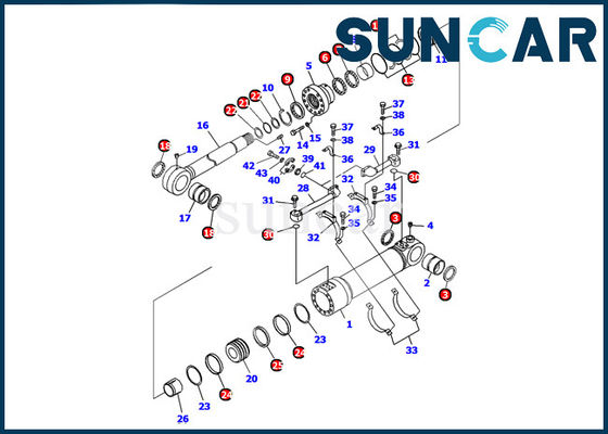 কোমাতসু 707-98-56210 নীচে ডাম্প সিলিন্ডার সিল কিট PC1100-6 খনন সীল মেরামত পরিষেবা কিট