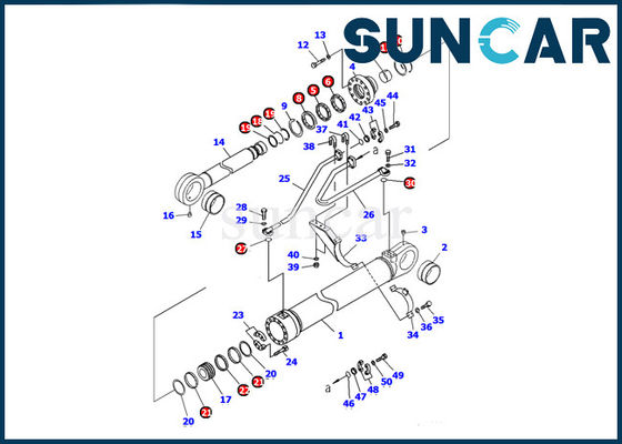 707-98-77210 Komatsu PC1100-6 খনন বালতি সিলিন্ডার পরিষেবা কিট তেল সীল মেরামতের কিটস
