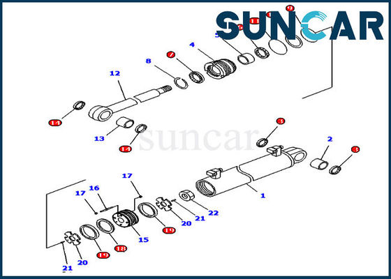 707-98-34640 সিল কিট লিফট সিলিন্ডার পরিষেবা কিট D61EX-12 D63E-12 কোমাটসু মডেলগুলির জন্য