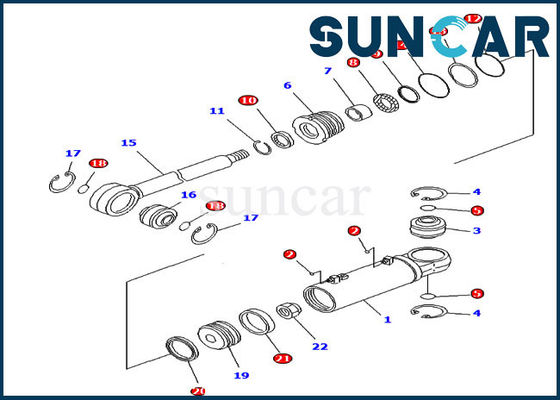 D61EX-15 D61PX-15 কোমাটসু ই এম পার্টস 707-99-43690 ডোজার হাইড্রোলিক ট্লিট সিলিন্ডার সিল কিট