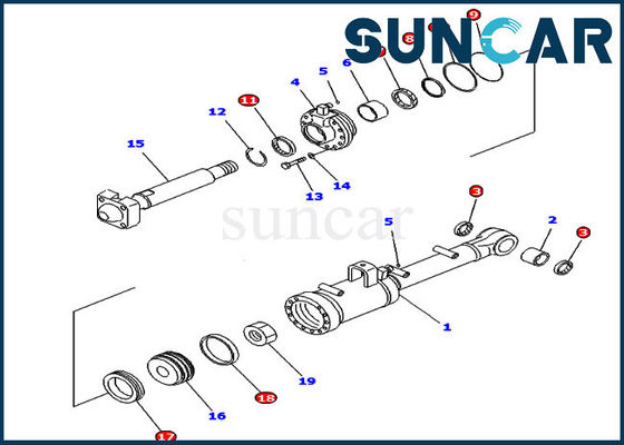 707-99-52215 হাইড্রোলিক সিলিন্ডার মেরামত সিল কিট ISO9001 টিল্ট সিলিং কিট D65E-12 কোমাটসু ফিট করে
