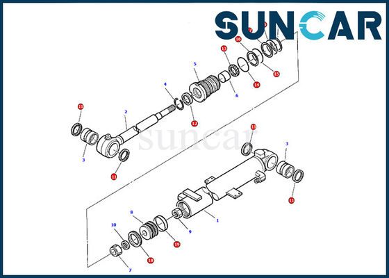 878000380 বুম সিলিন্ডার পরিষেবা কিট Komatsu PC05-7 সীল মেরামত কিট খননকারী অভ্যন্তরীণ গ্যাসকেট কিট