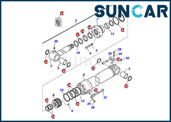707-99-27650 কোমাতসু খনন বালতি সিলিন্ডার সিল কিট PC110R-1 PC95R-2 অভ্যন্তরীণ মেরামত গ্যাসকেট কিট