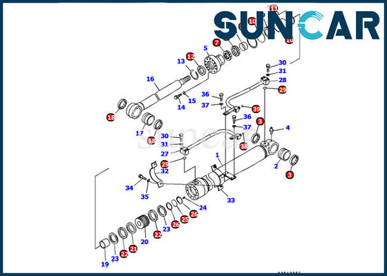 707-99-37340 বুম সিলিন্ডার সিল কিট কোমাটসু খননকারক PC128US-2-A অভ্যন্তরীণ মেরামত সিলিং গসকেট কিট
