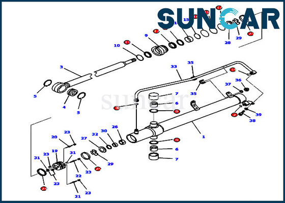 707-99-26730 মডেলগুলির জন্য ডোজার ব্লেড লিফ্ট সিলিন্ডার সিল কিট D65EX-16 D65PX-16 কোমাটসু