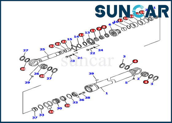 707-99-78770 কোমাটসু সিল কিট ISO9001 PC1250-7 হাইড্রোলিক সিলিন্ডার মেরামত কিট তেল সীল
