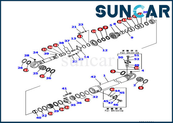 707-99-89270 তেল প্রতিরোধের Komatsu সিলিং কিট PC1250-7 খননকারী আর্ম সিলিন্ডার পরিষেবা কিট