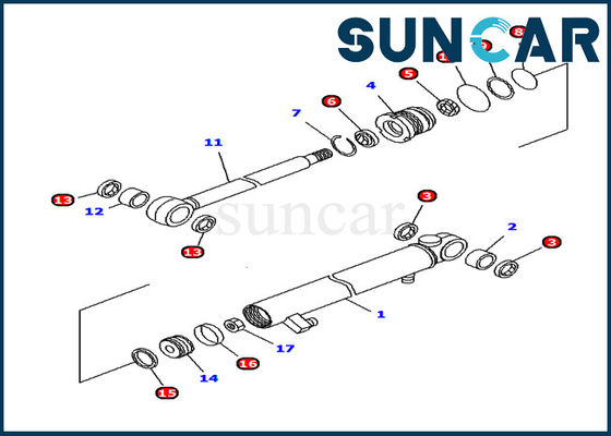 707-98-04640 খননকারী আর্ম সিলিন্ডার তেল প্রতিরোধের সিল কিট কোমাটসু PC12R-8 ইনার পার্টস প্রতিস্থাপন