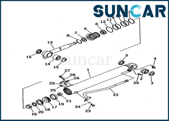 জলবাহী কোমাতসু সিল 707-98-13020 PC12UU-2 খনন বালতি সিলিন্ডার অভ্যন্তরীণ অংশ সিল কিট