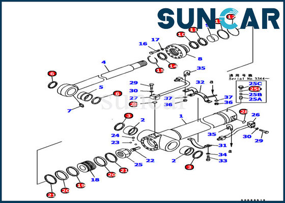 PC128UU-1 খননকারী 707-99-38710 কোমাটসু আর্ম সিলিন্ডার সিলিং কিট সরঞ্জাম অভ্যন্তরীণ যন্ত্রাংশ