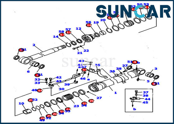 707-99-39680 PC128UU-1 যন্ত্রপাতি অভ্যন্তরীণ মেরামতের পরিষেবা কিট জন্য কোমাটসু আর্ম সিলিন্ডার সিল কিট