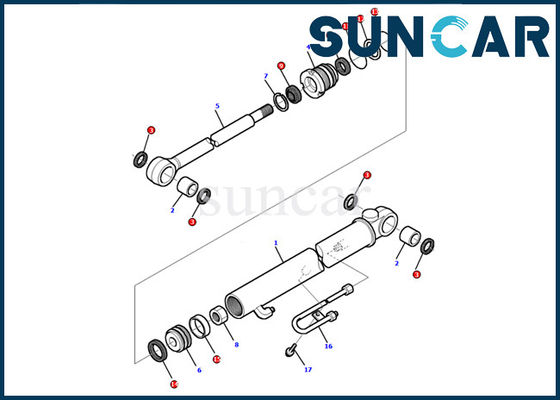 বালতি সিলিন্ডার সিল কিট 878000498 কোমাটসু PC12R-8 খননকারক অভ্যন্তরীণ মেরামত যন্ত্রাংশ তেল প্রতিরোধের