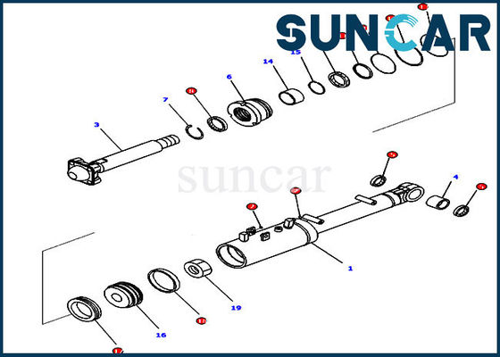 D65EX-16 কোমাটসু 707-99-43320 টিল্ট অ্যান্ড পিচ সিলিন্ডার সার্ভিস কিট ডোজার ব্লেড টিল্ট সিল কিট