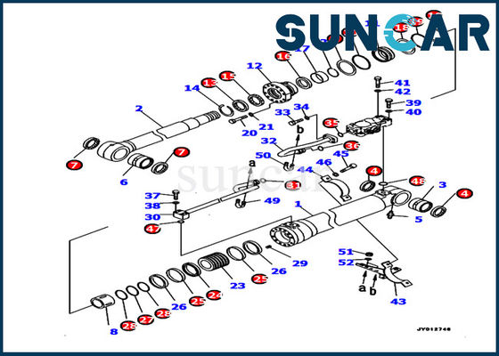 কোমাতসু খননকারী 707-99-46440 বুম সিলিন্ডার মেরামত সিল কিটস PC190LC-8 মডেল সার্ভিস কিট